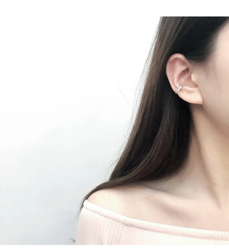 Silver Clip on Earrings Ear Cuff