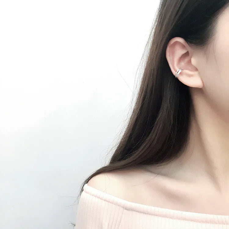 Silver Clip on Earrings Ear Cuff