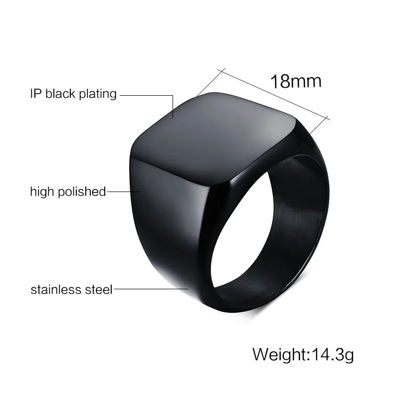 Smooth Men's Black Rock Punk Ring