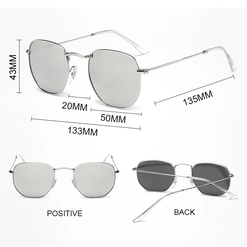Retro Hexagon Fashion Women Sunglasses