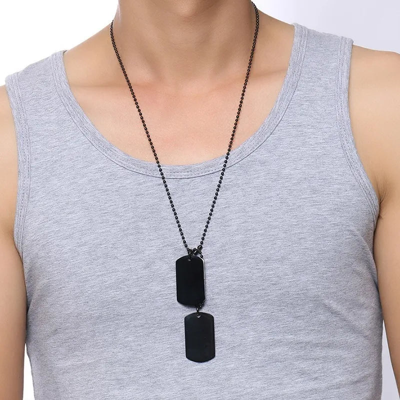 Stainless Steel Double Dog Tag Necklace for Men