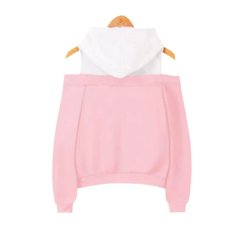 Strapless shoulder hooded sweatshirt