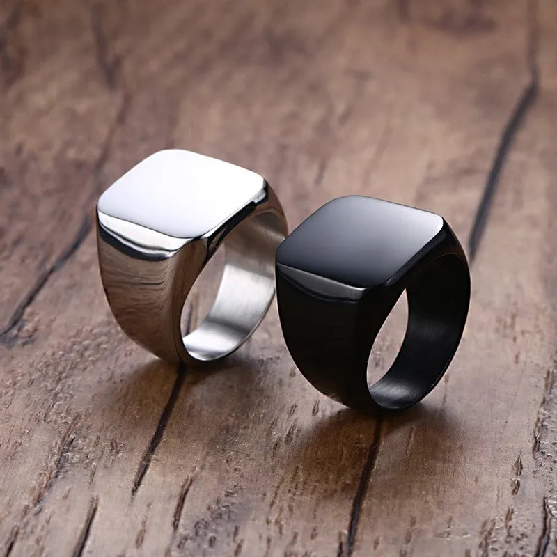 Smooth Men's Black Rock Punk Ring