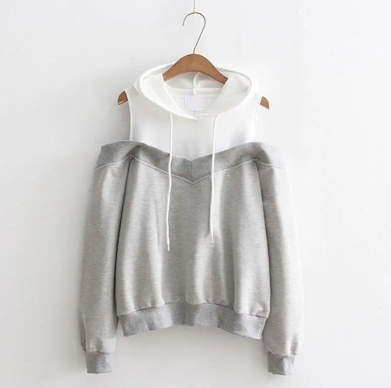 Strapless shoulder hooded sweatshirt