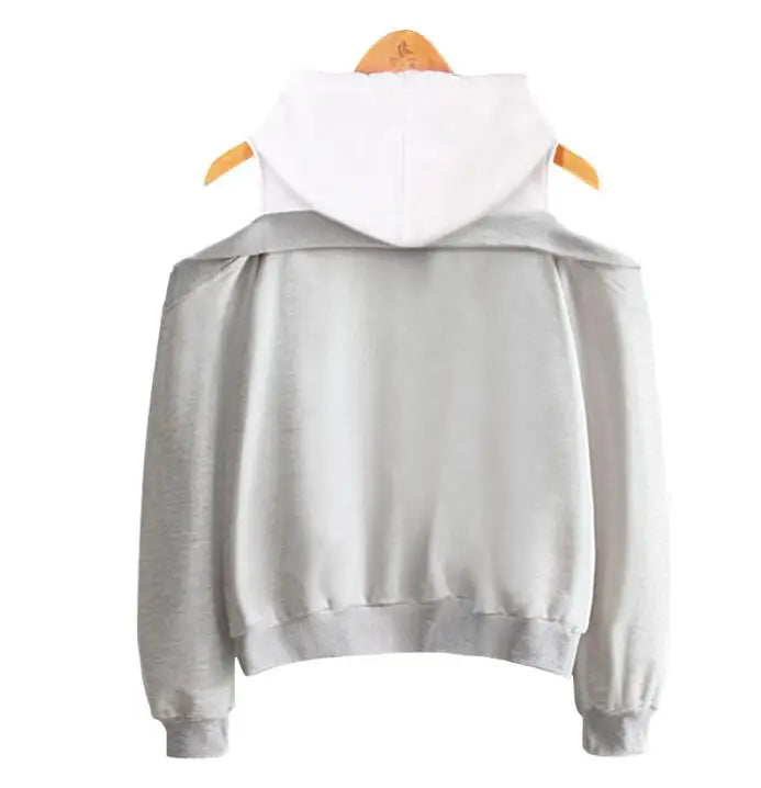 Strapless shoulder hooded sweatshirt