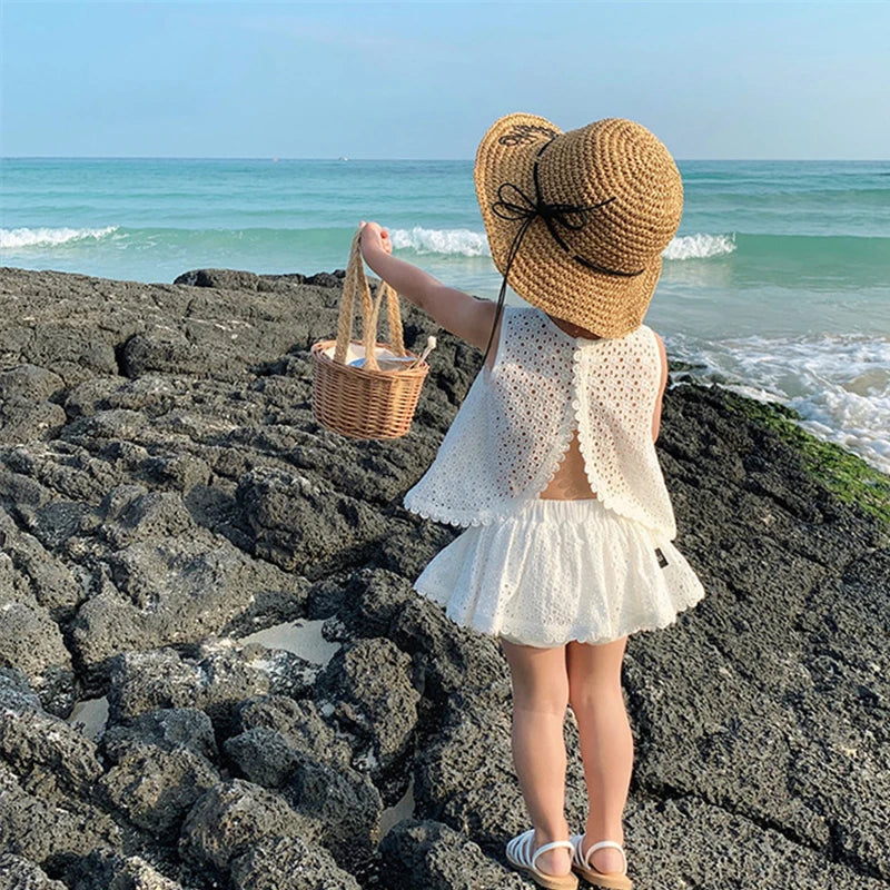 Girls Hollow Lace Suit