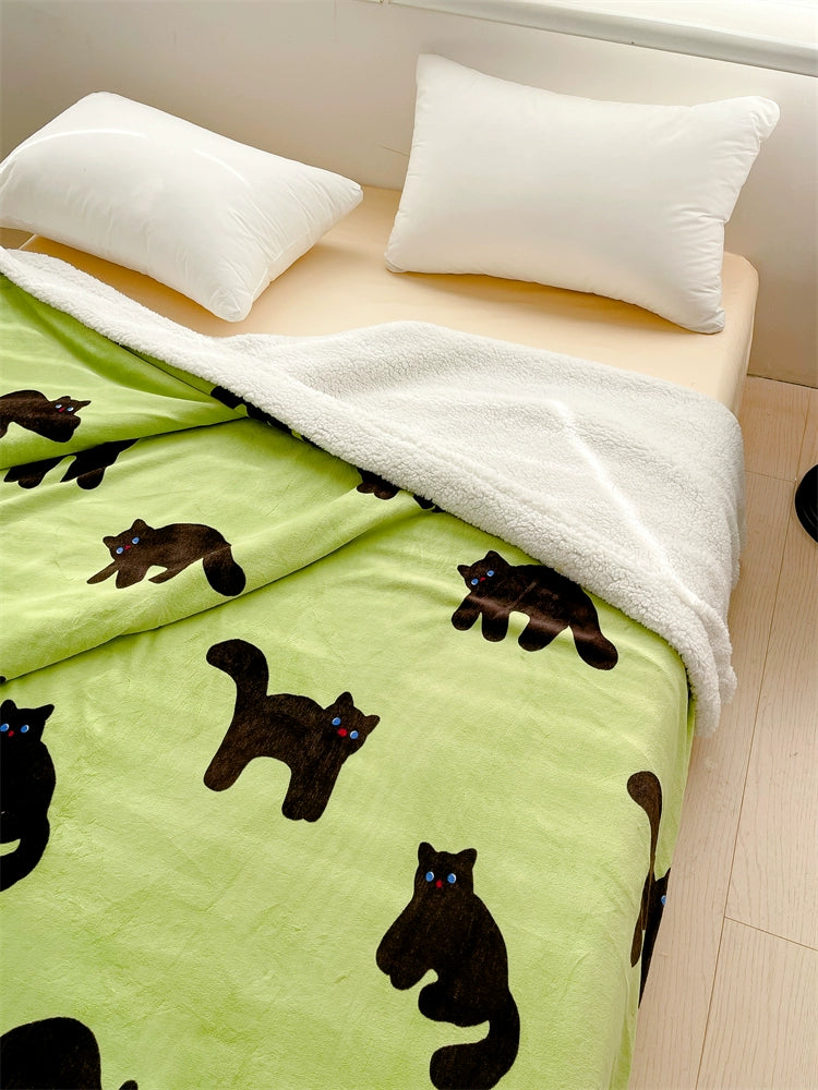 Night Cat Kooky Style Cashmere Blanket
