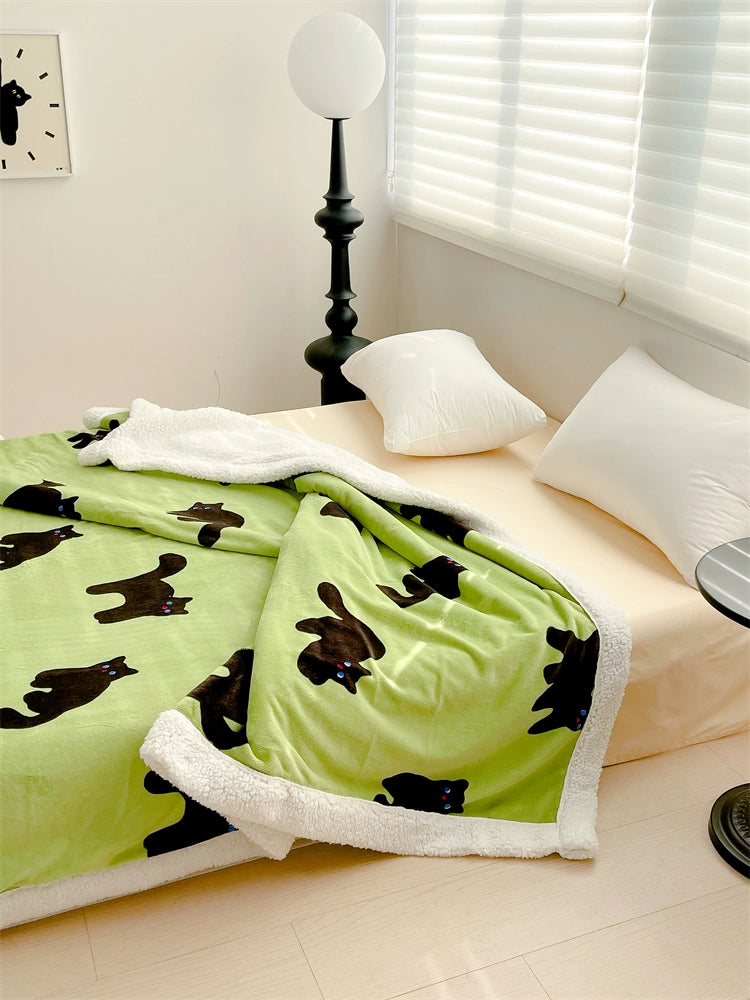 Night Cat Kooky Style Cashmere Blanket