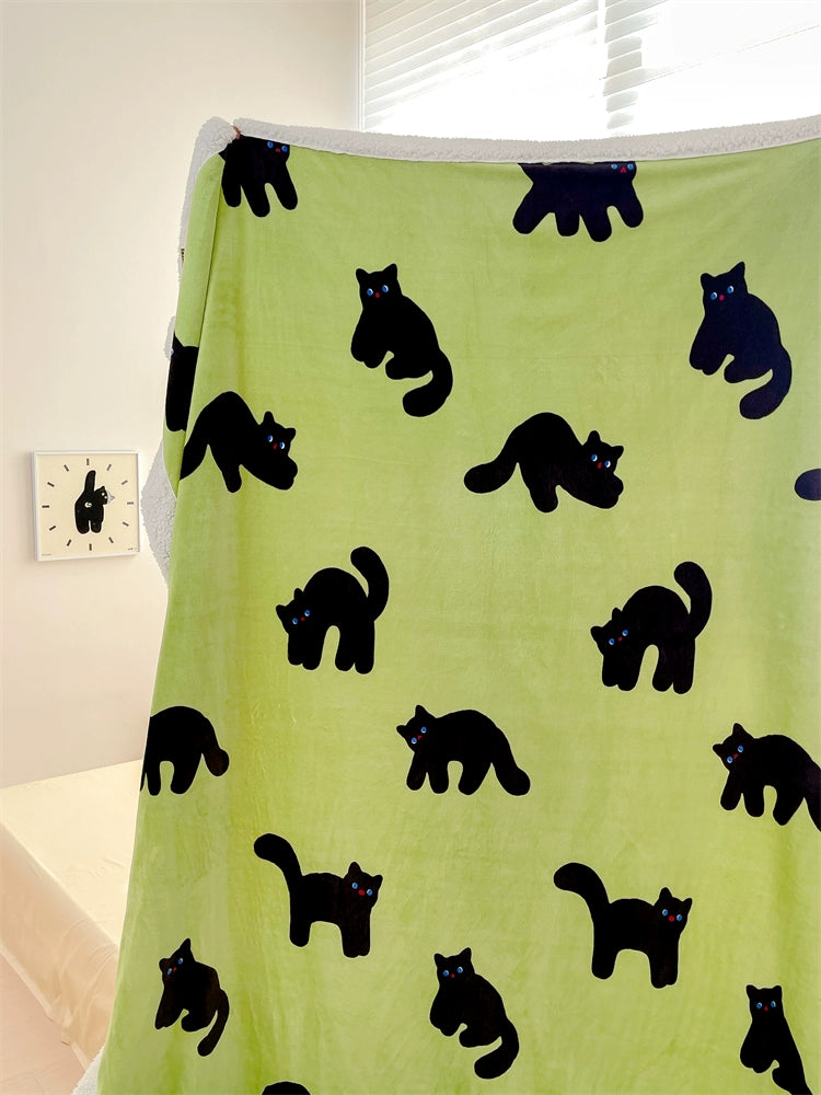 Night Cat Kooky Style Cashmere Blanket