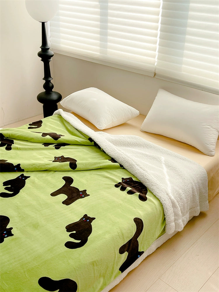 Night Cat Kooky Style Cashmere Blanket