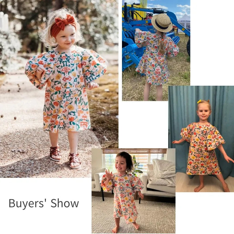 Baby Girl Princess Cotton Floral Dress Puff Sleeve