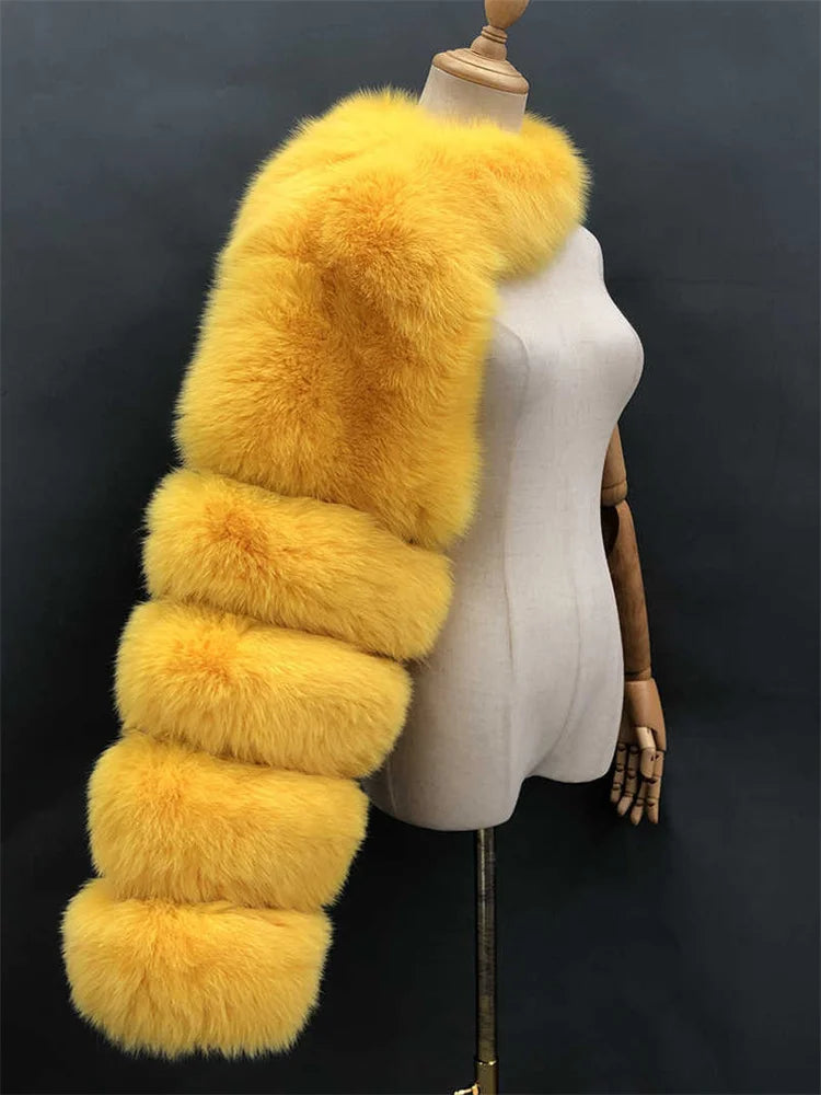 Winter Warm Long Sleeve Crop Top Faux Fur Jackets