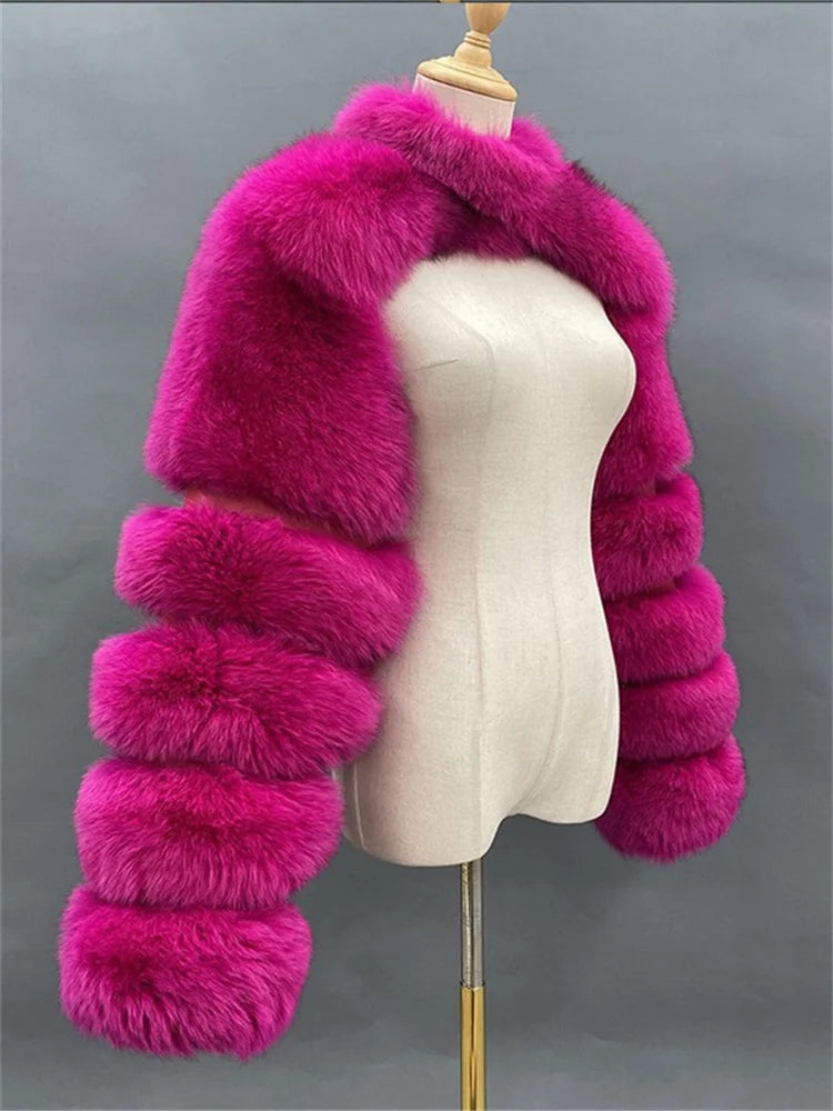 Winter Warm Long Sleeve Crop Top Faux Fur Jackets