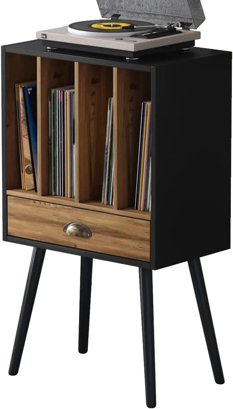 Record Player Stand 34" Vinyl Record with 4 Cabinet and Drawer