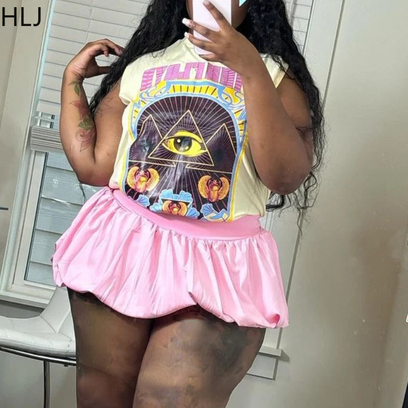 Slim Top And Mini Puffy/bubble Skirts 2 Piece Sets Outfit 2024