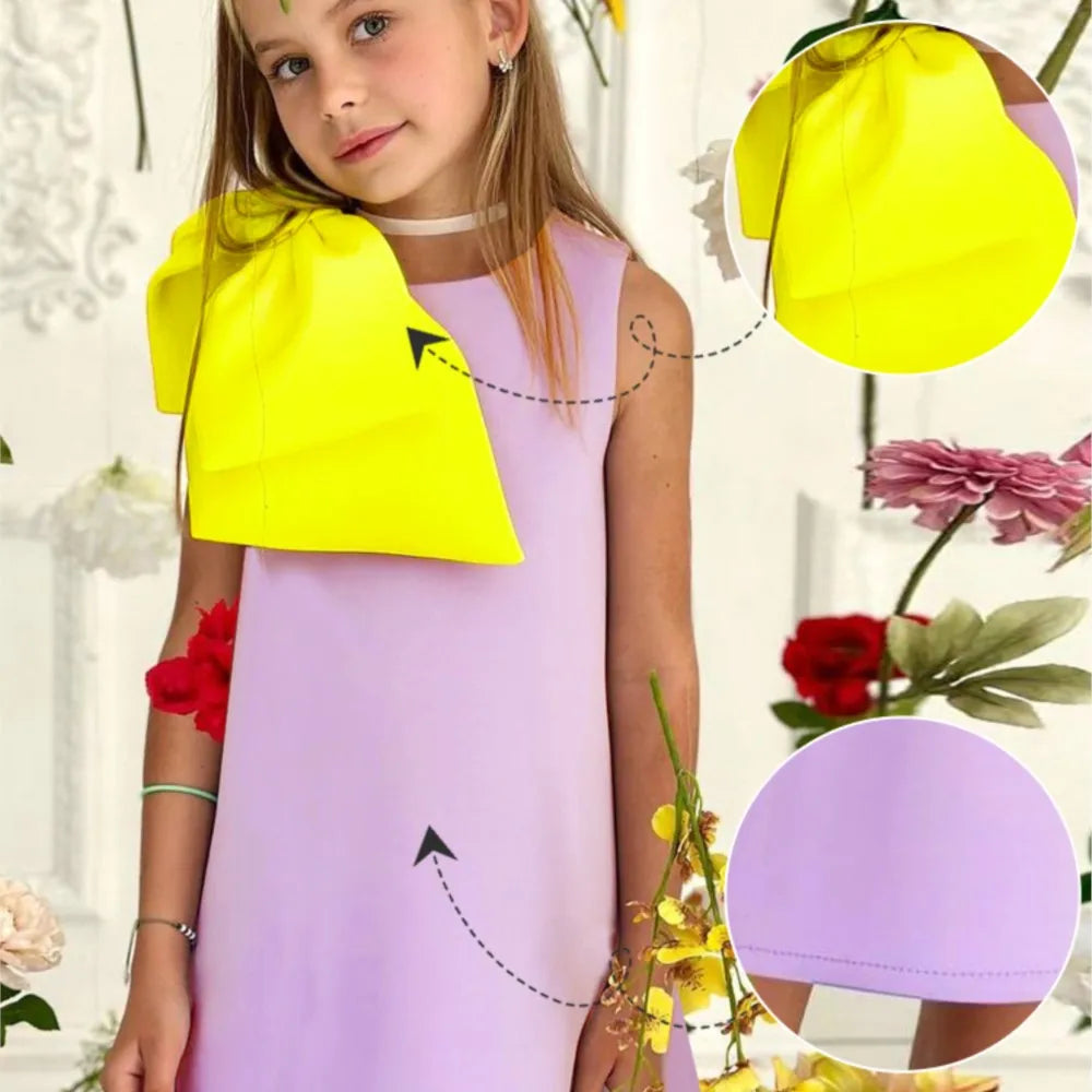Girls Bow Princess Dress Sleeveless