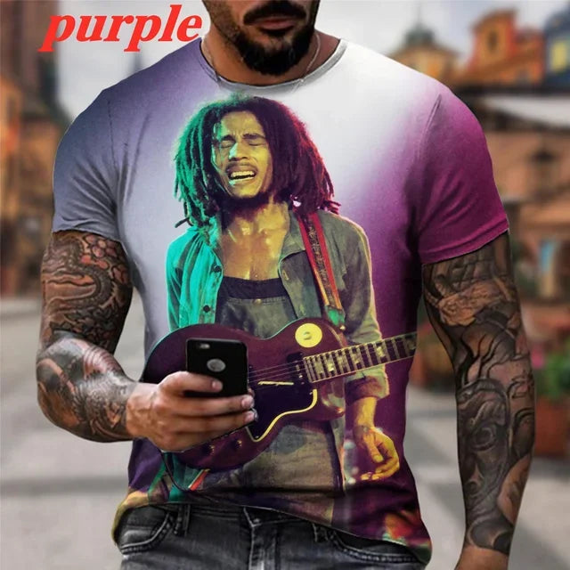 Bob Marley 3d Print O-neck Short Sleeve Street