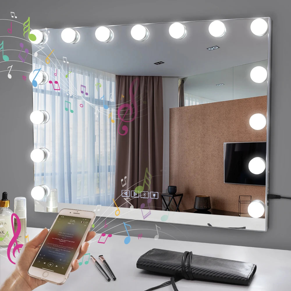 Large Bluetooth Vanity Mirror Hollywood Lights