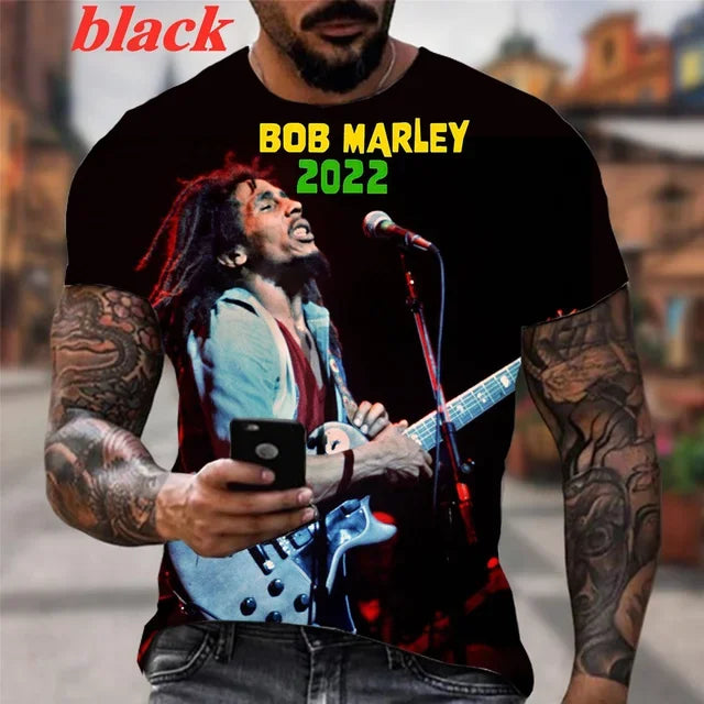 Bob Marley 3d Print O-neck Short Sleeve Street