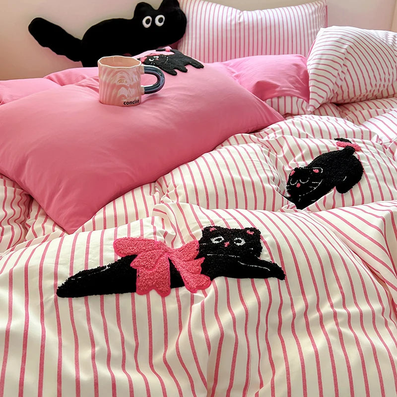 Kawaii Cat Bedding Set Duvet Cover