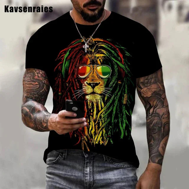 Bob Marley 3d Print O-neck Short Sleeve Street