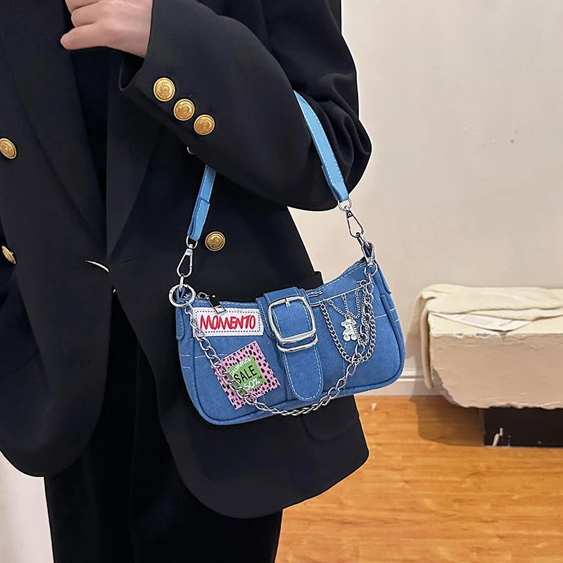 Denim Underarm bag