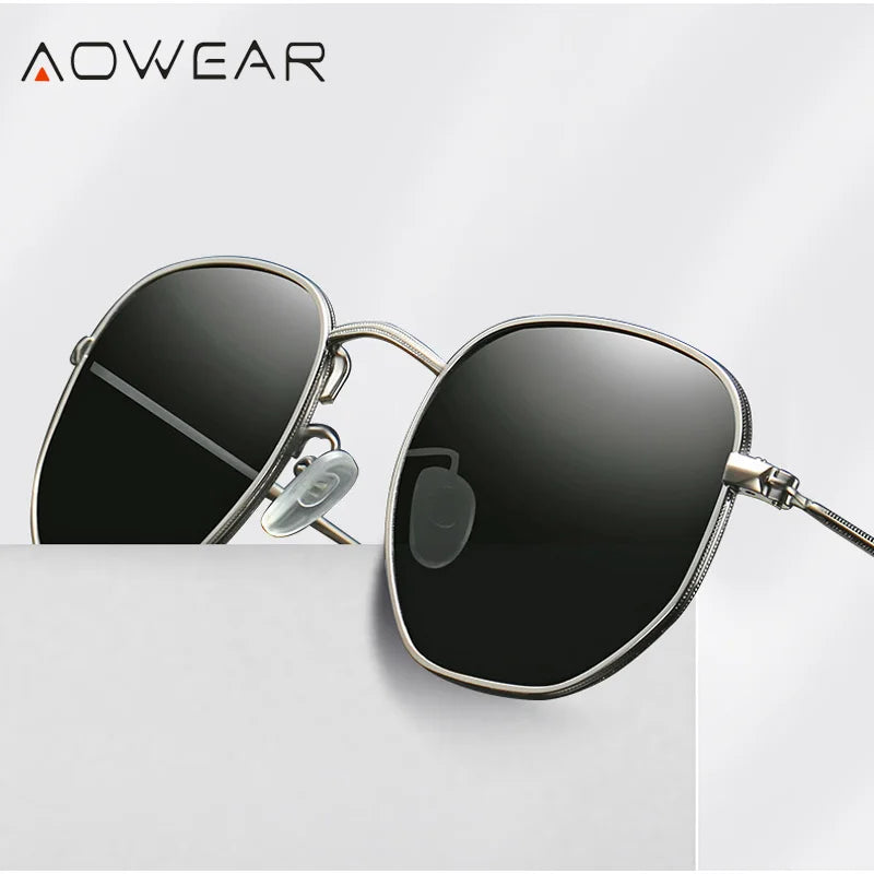 Polarized Hexagon Sunglasses Women Vintage Mirror Shade