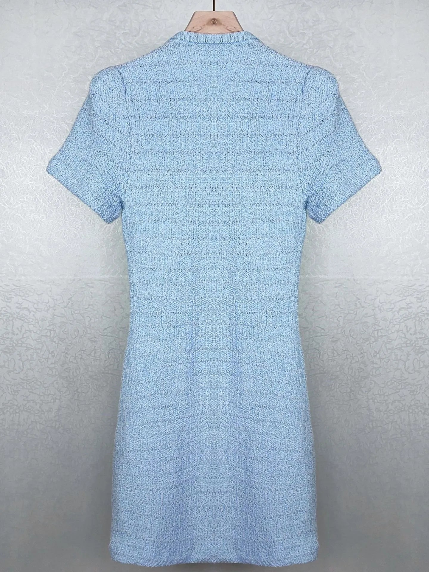 Blue Knitted Short Sleeve Dress