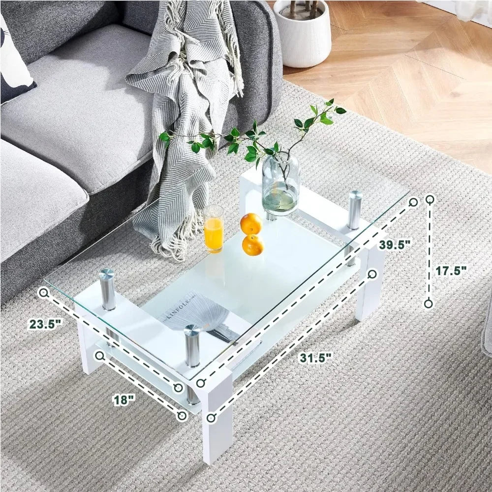 Rectangle Coffee Table with Wooden Leg,
