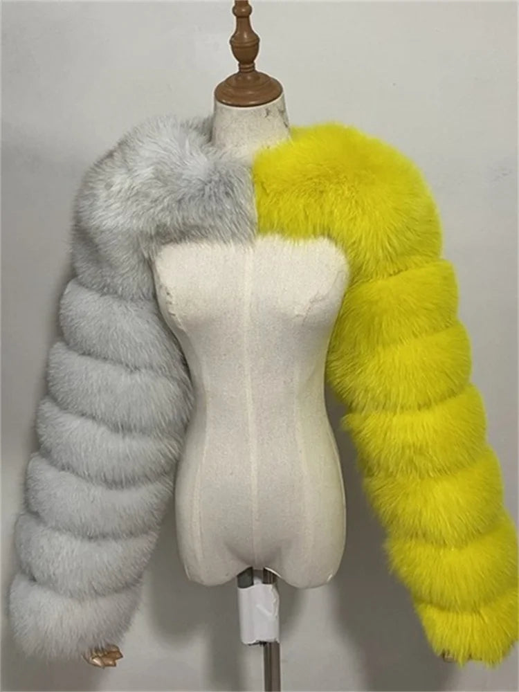 Winter Warm Long Sleeve Crop Top Faux Fur Jackets