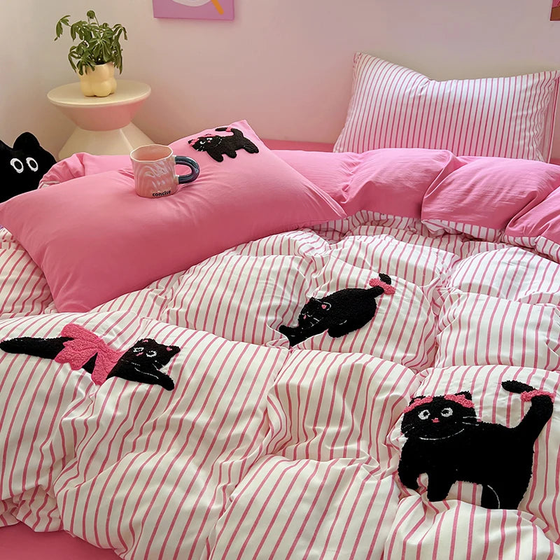 Kawaii Cat Bedding Set Duvet Cover