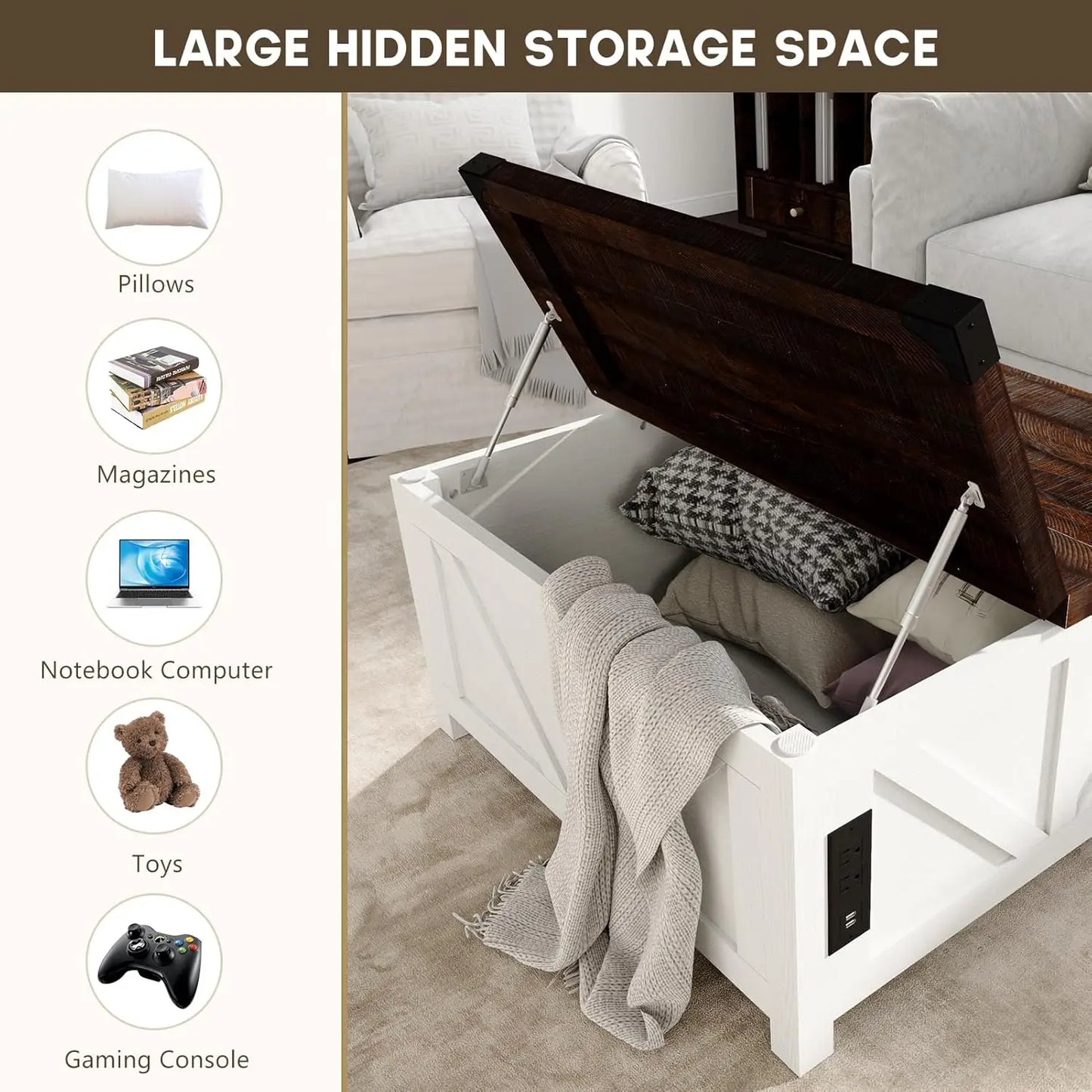 Farmhouse Lift Top Coffee Table with Storage