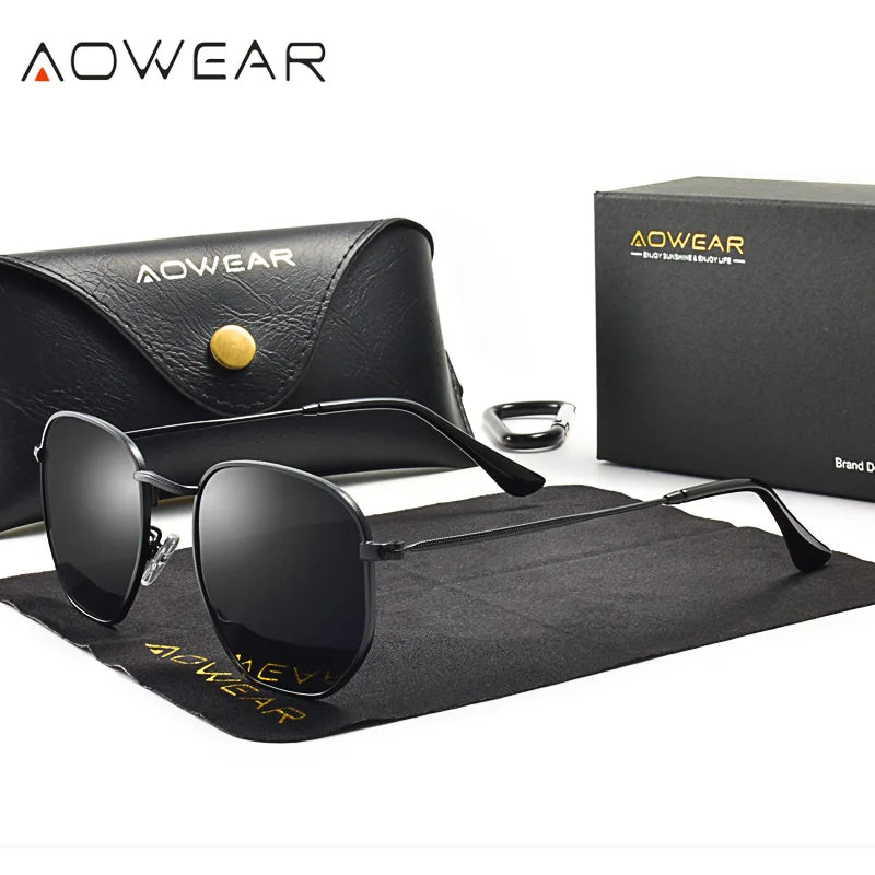 Polarized Hexagon Sunglasses Women Vintage Mirror Shade