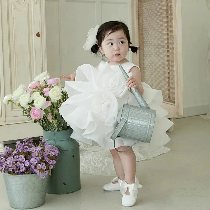 White Champagne Flower Dress