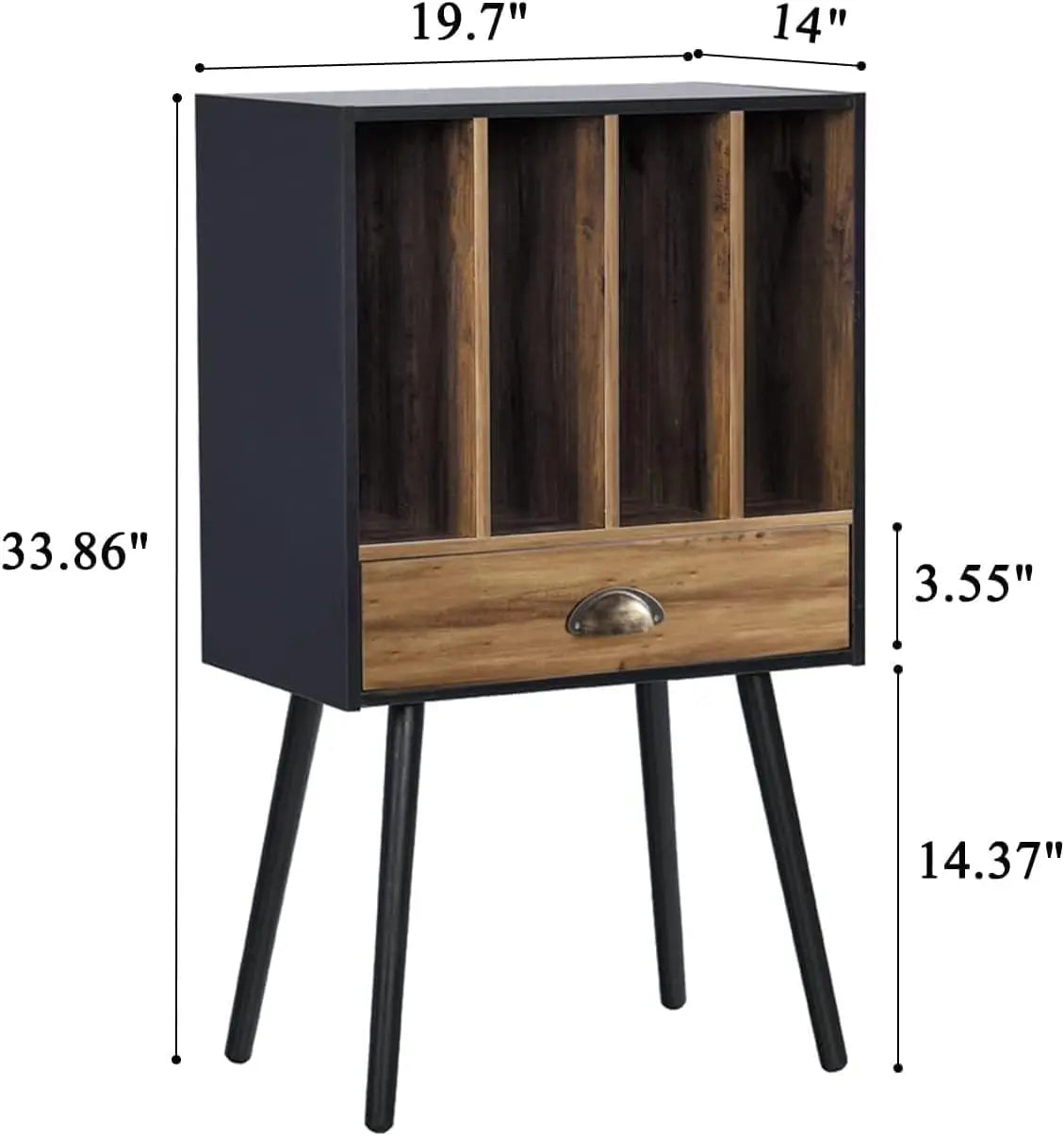Record Player Stand 34" Vinyl Record with 4 Cabinet and Drawer