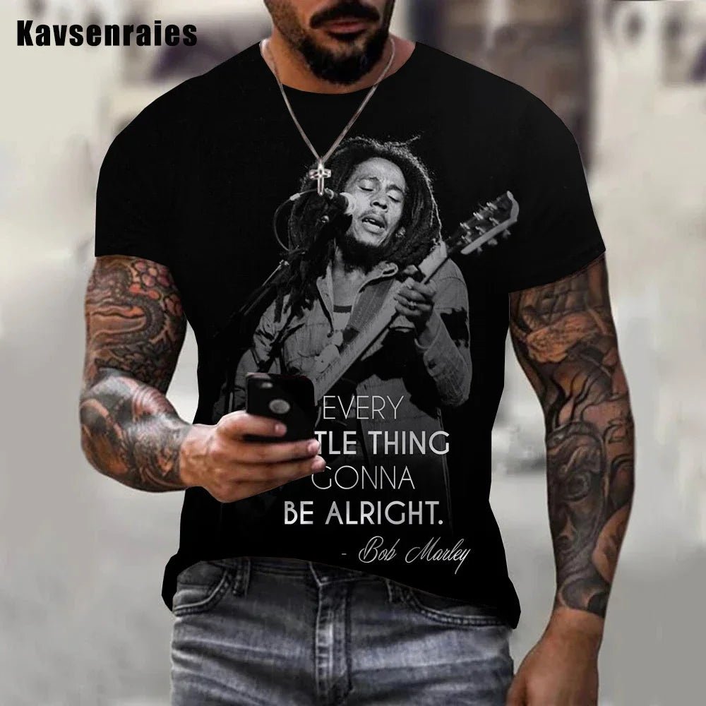Bob Marley 3d Print O-neck Short Sleeve Street