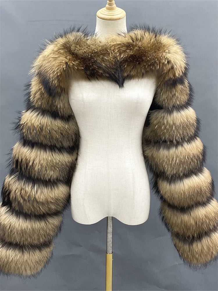 Winter Warm Long Sleeve Crop Top Faux Fur Jackets