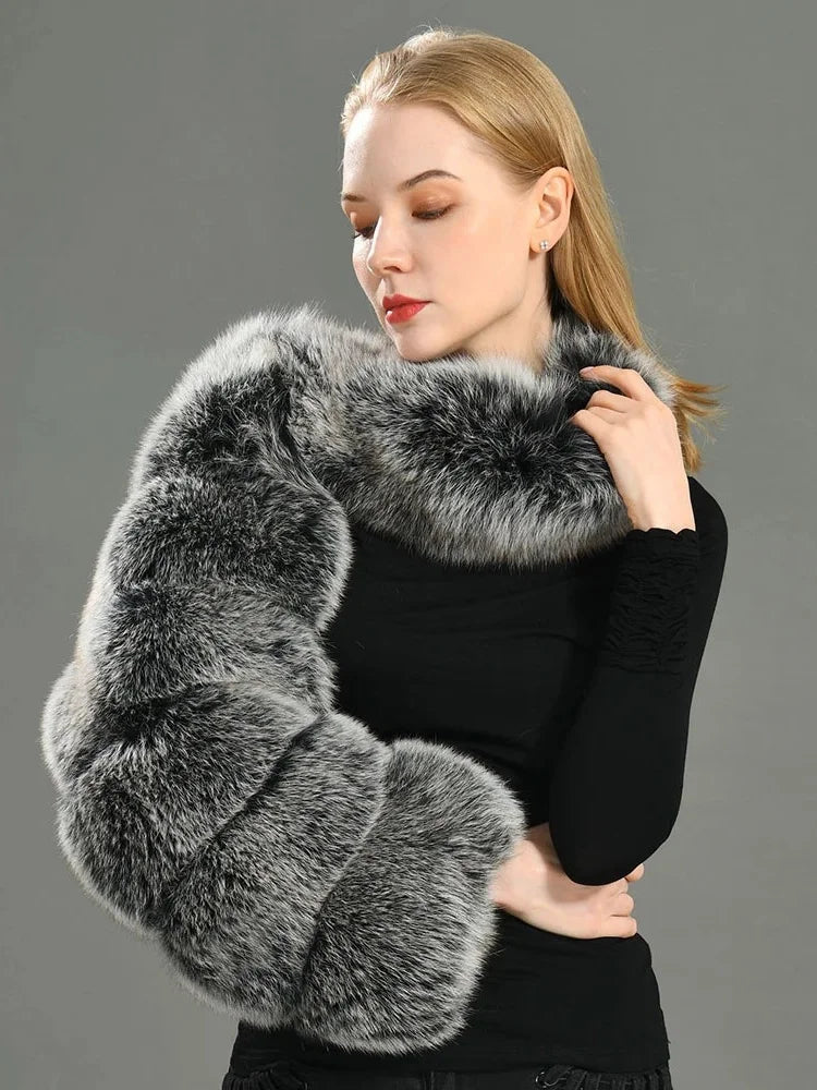 Winter Warm Long Sleeve Crop Top Faux Fur Jackets