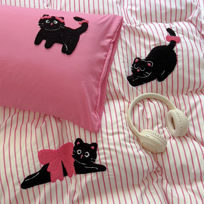 Kawaii Cat Bedding Set Duvet Cover