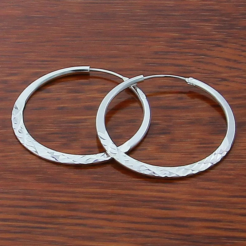 Sterling Silver 50mm Round Circle Hoop Earrings