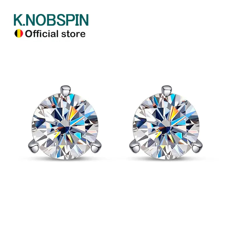 Round Moissanite Earring 3 Prongs Setting