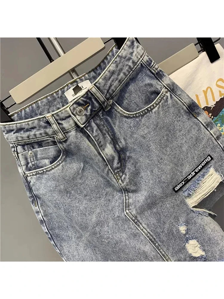Women's Blue A-line Denim Skirt Vintage