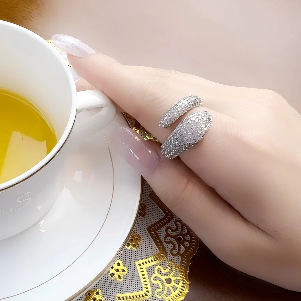 Snake Pave White Rings Europe Style Glam Fashion Good Jewelry For Women