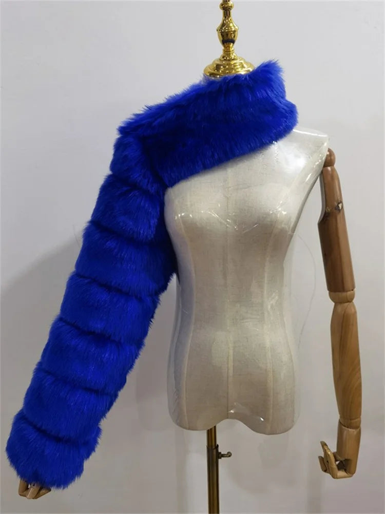 Winter Warm Long Sleeve Crop Top Faux Fur Jackets