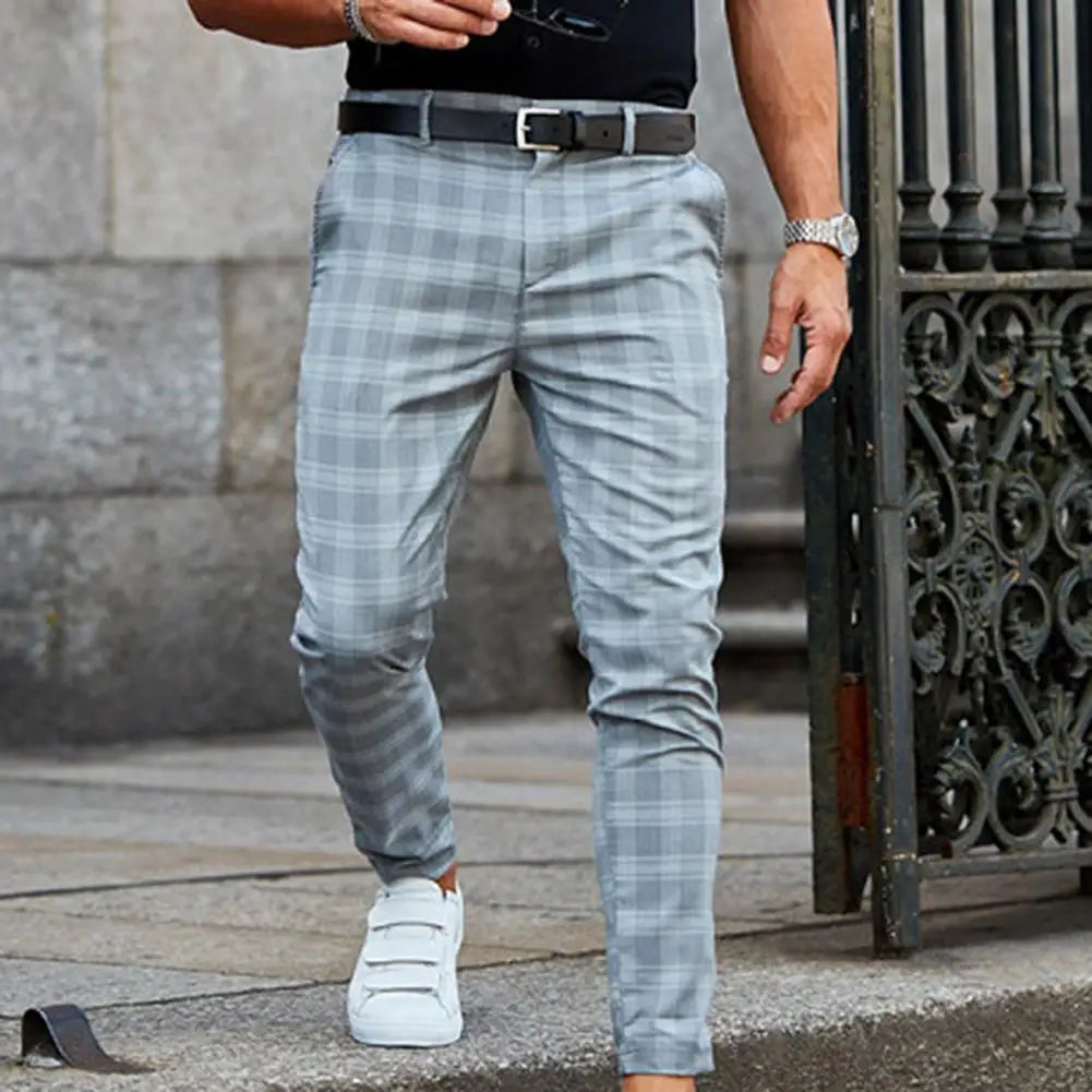 Checkered Pattern Fashion Men Trousers