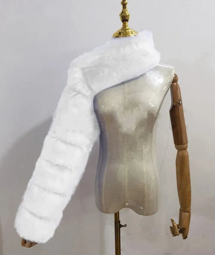 Winter Warm Long Sleeve Crop Top Faux Fur Jackets