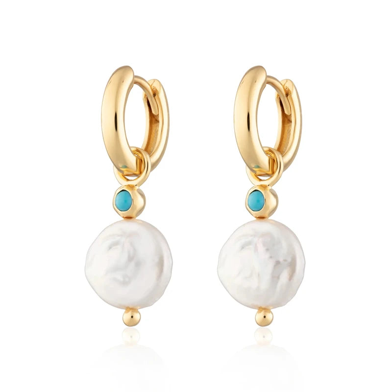 Sterling Silver Chain Earrings Pearl Drop