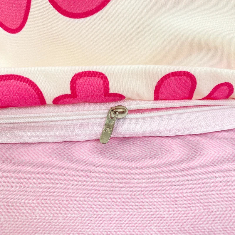 Pink Letter Bedding Set Flat Bed Sheet Pillowcase