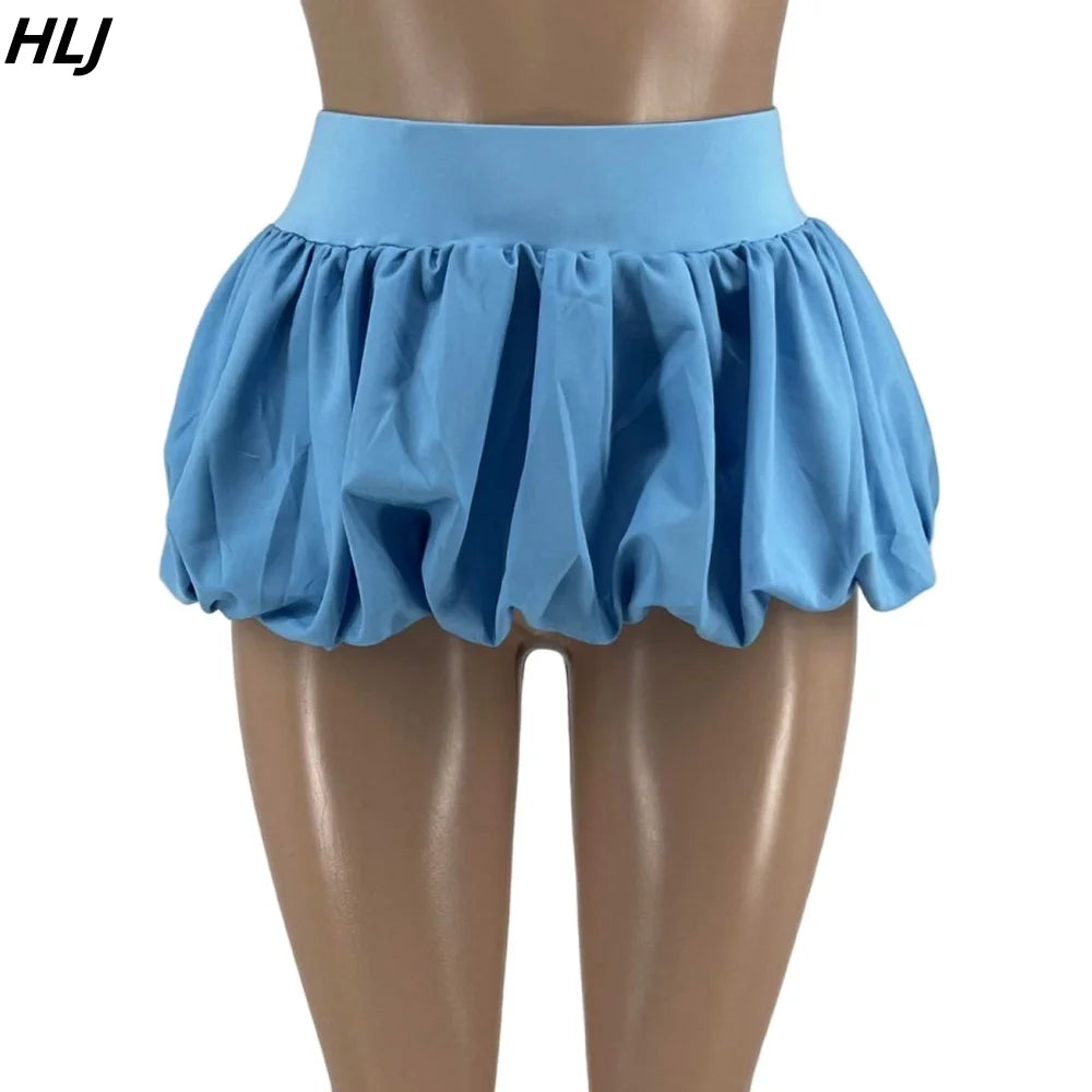 Slim Top And Mini Puffy/bubble Skirts 2 Piece Sets Outfit 2024