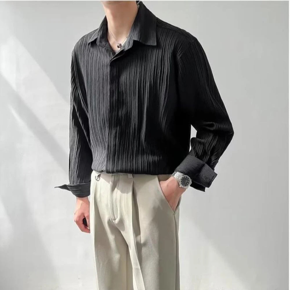 Men's Luxury Suit Collar Texture Shirt